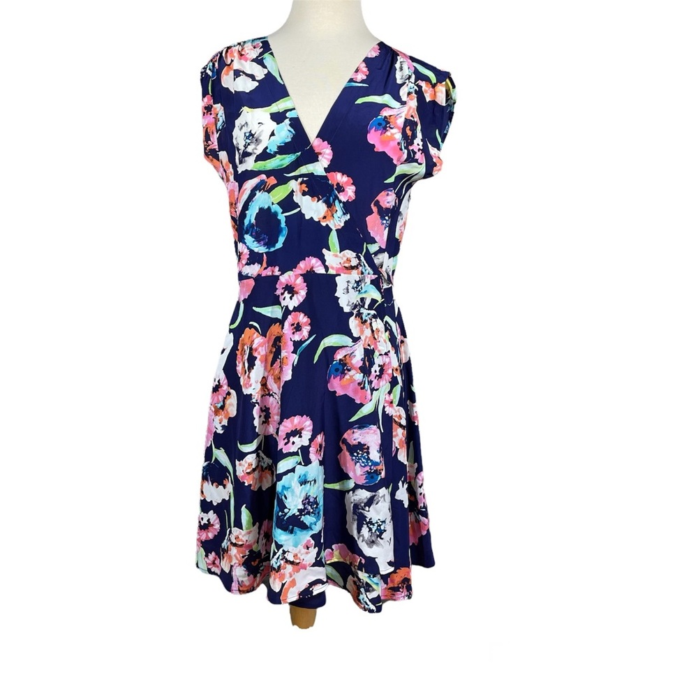 YUMI KIM Purple Silk Floral Wrapped Dress Mini Size M